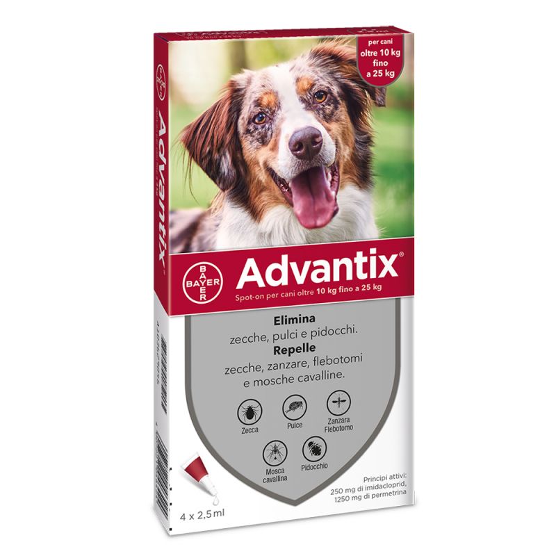 Advantix Spot On per cani oltre 10 kg fino a 25 kg 4 Fiale