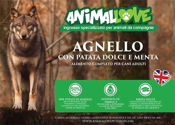ANIMALOVE Crocchette Grain Free Mono PROTEICO Agnello con Patata Dolce e Menta Cane Adulto 2 kg