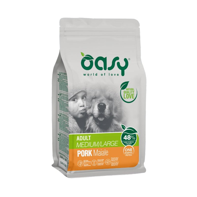 Oasy One Animal Protein  ADULT MEDIUM LARGE MAIALE 12 Kg